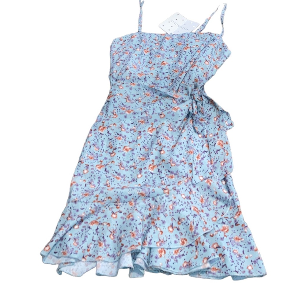 Hello Molly ruffle wrap tie mini dress size large - Picture 4 of 8